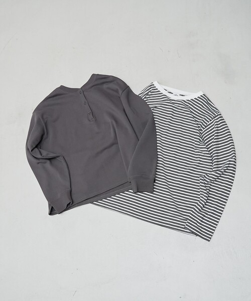 coen（コーエン） tシャツ 「セットアイテム」2wayヘンリーネック裏毛