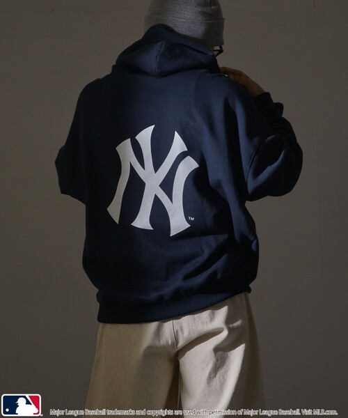 MLB ニューヨーク ロゴ スウェットパーカー　MLB正規品　新品 MLB プルオーバーパーカー LARGE グレー系その他2 メンズ : ZOZOTOWN