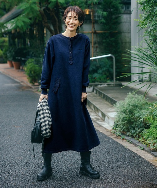 outil ウティ 日本製 コットン ロング ワンピース Diosfront ワンピース パイピングAラインロングワンピース : ZOZOTOWN