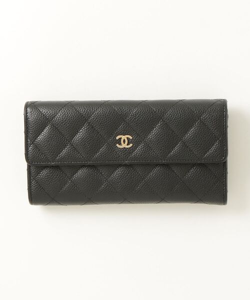 開運財布！新品未使用 シャネル マトラッセ キャビア 長財布 正規品保証2673 CHANEL（シャネル） マトラッセ キャビアスキン 長財布 - ブラック