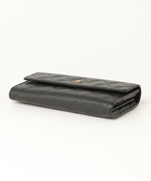 CHANEL（シャネル） マトラッセ キャビアスキン 長財布 - ブラック