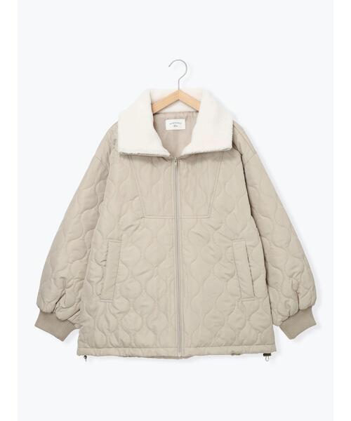 ジャケット ノーカラージャケット 衿ボアキルトジャケット レディース