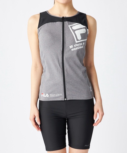 FILA（フィラ） 水着 ロゴプリント柄フルジップセパレート