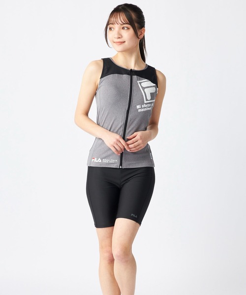 FILA（フィラ） 水着 ロゴプリント柄フルジップセパレート