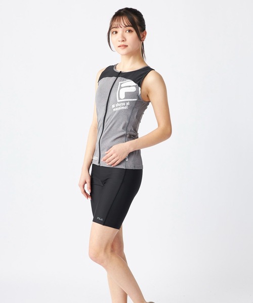 FILA（フィラ） 水着 ロゴプリント柄フルジップセパレート