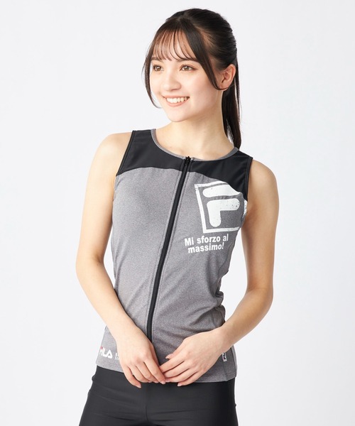 FILA（フィラ） 水着 ロゴプリント柄フルジップセパレート