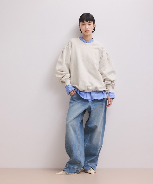ADAM ET ROPE' クルーネックボリュームスリーブスウェット ADAM ET ROPE'（アダムエロペ） トレーナー スウェット 「WEB限定