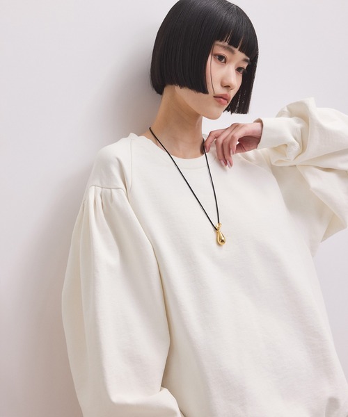 アダムエロペ　ADAM ET ROPE ハーフスリーブスウェット　アイボリー ADAM ET ROPÉ FEMME(アダム エ ロペ ファム) / 【サステナブル】ハーフ