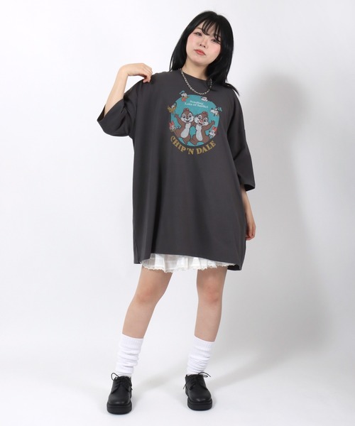 Disney（ディズニー） tシャツ フロントサークルプリント ビッグT