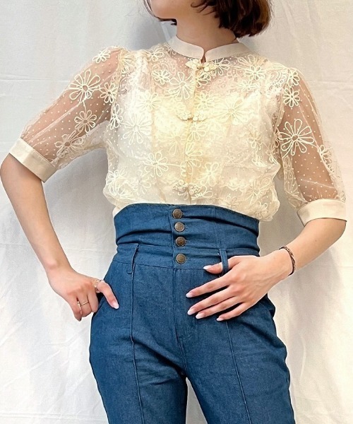 「axes femme POETIQUE」 半袖ブラウス MEDIUM ピンク レディース_画像4
