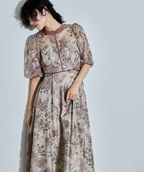 「niana」 半袖ワンピース M ブラウン レディース_画像3