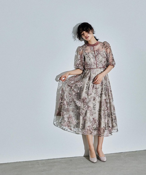「niana」 半袖ワンピース M ブラウン レディース_画像4