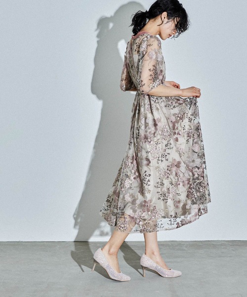 「niana」 半袖ワンピース M ブラウン レディース_画像6
