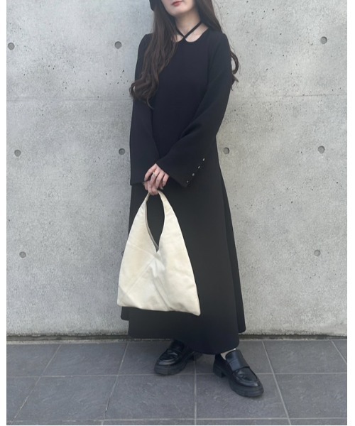 「JUNOAH」 長袖ワンピース MEDIUM アイボリー レディース_画像2