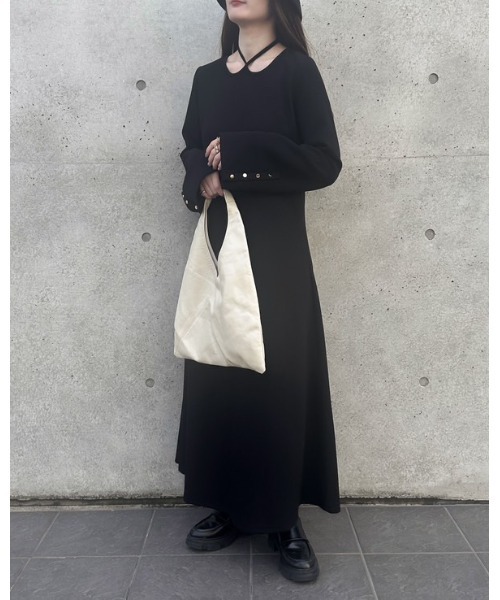 「JUNOAH」 長袖ワンピース MEDIUM アイボリー レディース_画像4