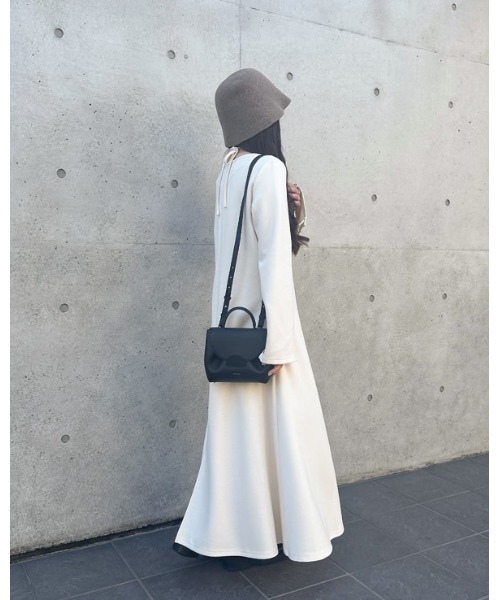 「JUNOAH」 長袖ワンピース MEDIUM アイボリー レディース_画像6