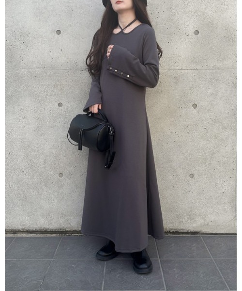 「JUNOAH」 長袖ワンピース MEDIUM アイボリー レディース_画像7