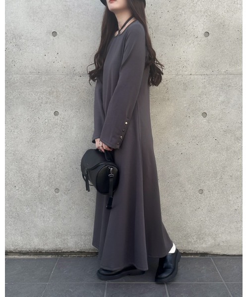 「JUNOAH」 長袖ワンピース MEDIUM アイボリー レディース_画像8