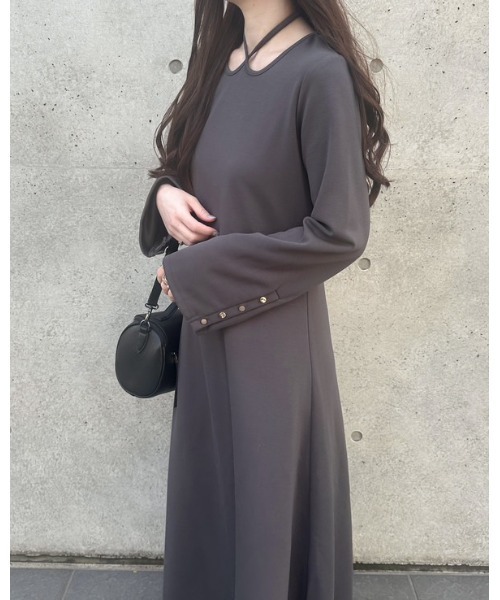 「JUNOAH」 長袖ワンピース MEDIUM アイボリー レディース_画像9