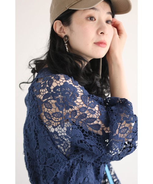 cawaii ワンピース 一面に咲く花衣レースロングワンピース（紐ベルト