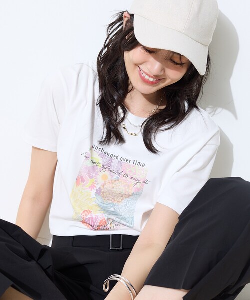 tシャツ 「UVケア／選べるグラフィック」スムースジャージTシャツ レディースの画像