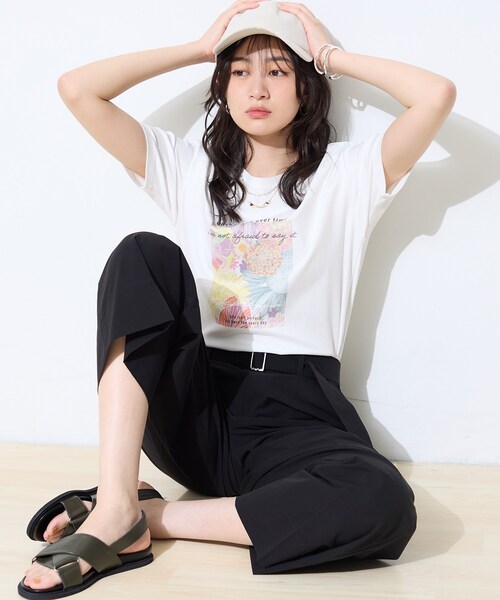 tシャツ 「UVケア／選べるグラフィック」スムースジャージTシャツ レディースの画像