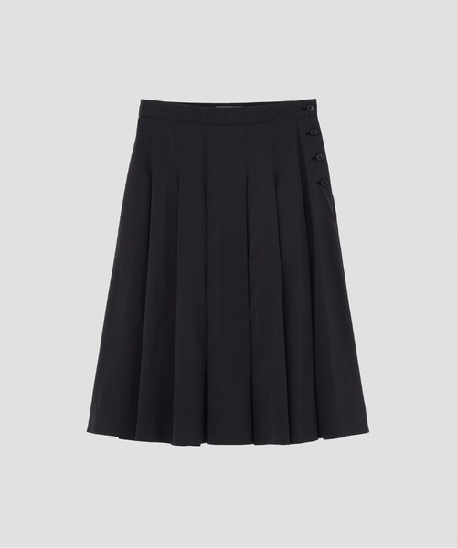 【タグ付美品】マーガレットハウエル コットンリネン ストライプ プリーツスカート BOLD STRIPE COTTON LINEN SKIRT | MARGARET HOWELL（マーガレット