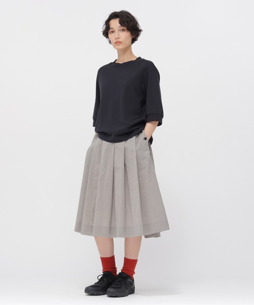 MARGARET HOWELL ウールプリーツスカート グレー MARGARET HOWELL（マーガレットハウエル） スカート FINE STRIPE