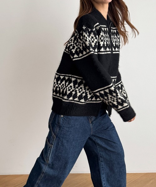 「CANAL JEAN」 ニットカーディガン ONE SIZE ブラック レディースの画像
