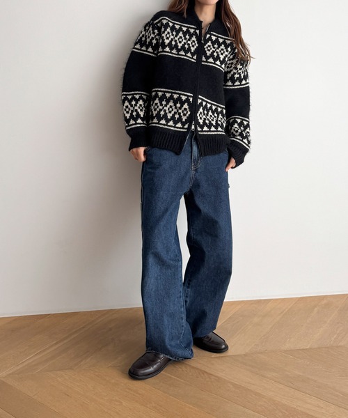 「CANAL JEAN」 ニットカーディガン ONE SIZE ブラック レディースの画像