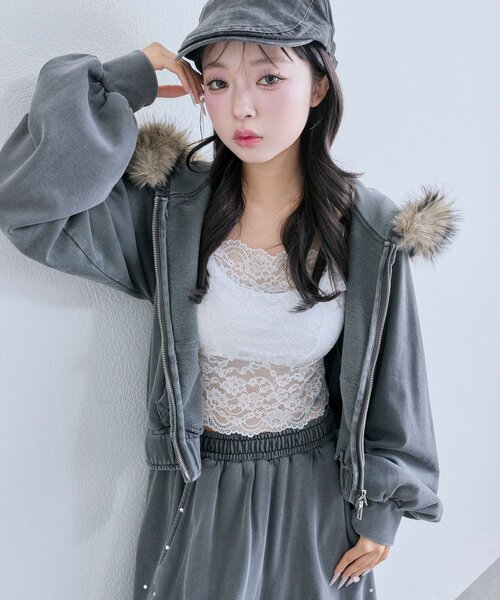 「OLIVE des OLIVE」 ジップアップパーカー FREE ピンク レディース_画像3