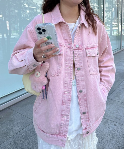 【超美品】ARMANI JEANS デニムジャケット(ピンク) PILIT デニムジャケット gジャン color denim big jacket レディース