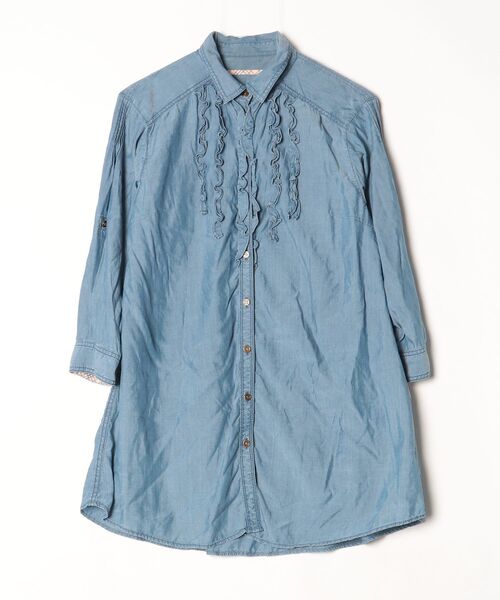 90s BURBERRY BLUE LABEL バーバリー ブルーレーベル 長袖シャツ 38/ライトブルー レディース ビンテージ BURBERRY BLUE LABEL - 90s BURBERRY BLUE LABEL バーバリー ブルー