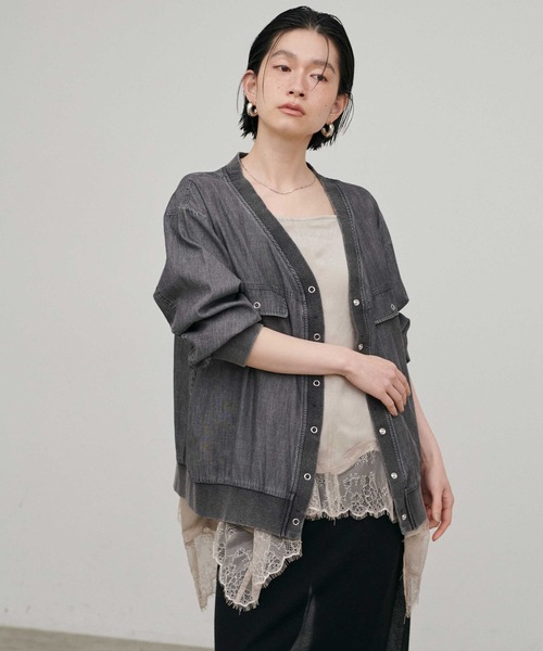 LARUTA（ラルータ） ブルゾン アウター 「LARUTA」シアーデニムVネック 