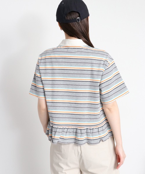 cepo（セポ） tシャツ 半袖 マルチボーダーポロフリルシャツ