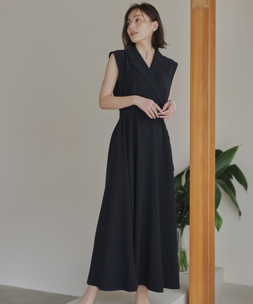 「anuans」 ノースリーブワンピース X-SMALL ベージュ レディース_4