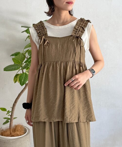 ワンピース レーヨンフリルセットアップの画像