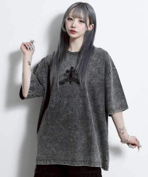 「REFLEM」 半袖Tシャツ FREE ブラック×レッド レディース_画像2