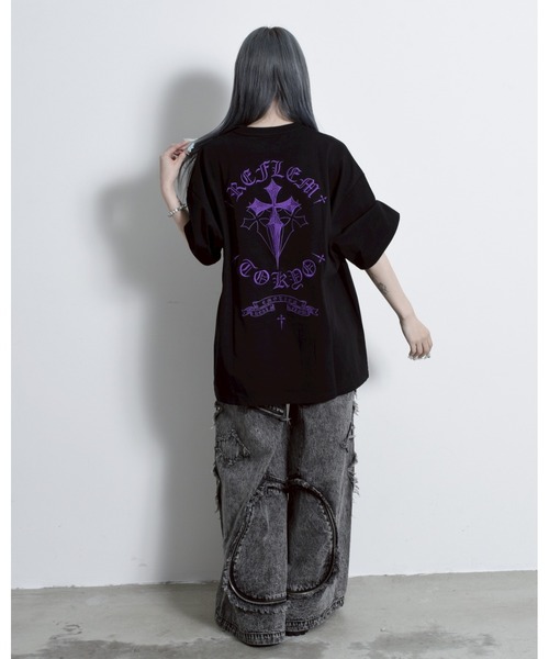 「REFLEM」 半袖Tシャツ FREE ブラック×レッド レディース_画像7