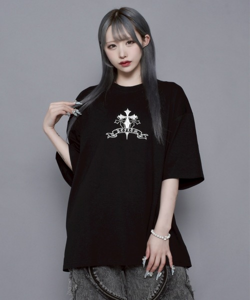 「REFLEM」 半袖Tシャツ FREE ブラック×レッド レディース_画像9