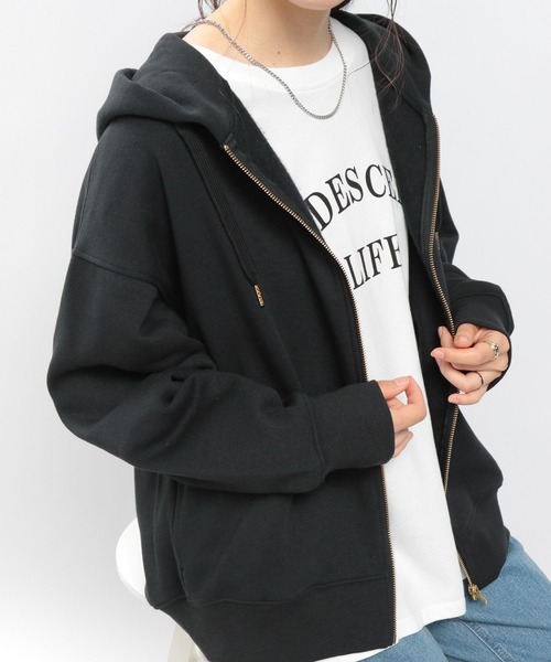 「GLOBAL WORK Smile Seed Store」 ジップアップパーカー X-LARGE サックスブルー レディース_画像8