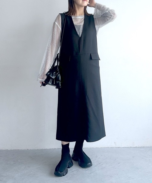 「mysty woman」 サロペットスカート FREE ブラック レディース_画像5