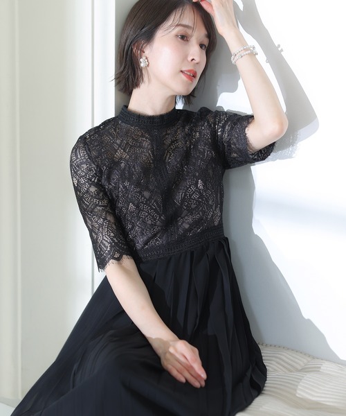 美品 PourVous パーティドレス オケージョンドレス プリーツ レース М PourVous（プールヴー） ドレス : ZOZOTOWN Yahoo!店 - 通販 - Yahoo