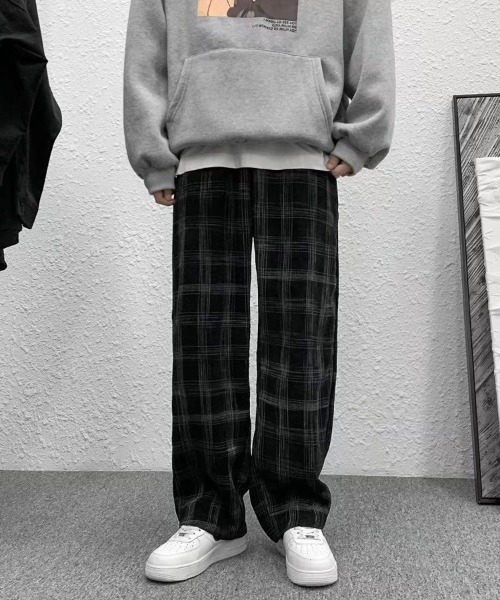 メンズ チェック柄パンツ 秋冬 カジュアル ストレート ルーズ Ressaca パンツ チェック柄 ルーズシルエット ストレート