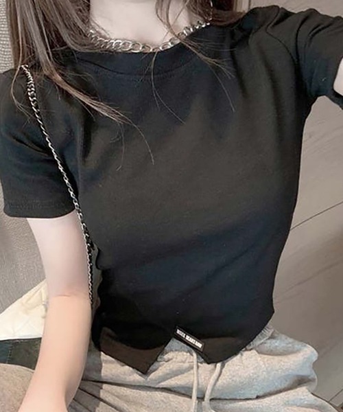 tシャツ ホルターネック イレギュラーヘム トップス GH25s090「Girlyhalo」 レディース セール】【2点セット】イレギュラーヘムショートトップス