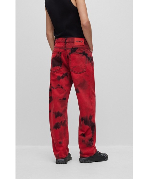 HUGO ジーンズ ディップダイ リジッドデニム レギュラーフィット