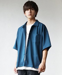 シワ感素材 開襟シャツ 無地 ルーズシルエット 大人カジュアル CIASENSE シャツ Loose silhouette Regular collar shirt /setup
