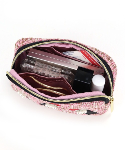 MIAN（ミアン） ポーチ リップ刺繍スクエアポーチ レディース