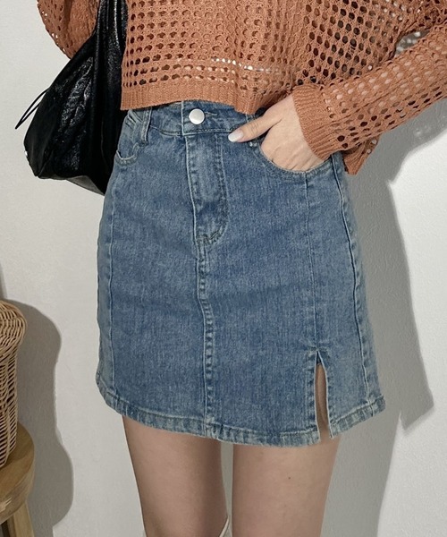 EENK 韓国　デニム　ミニスカート　nubian ツーボタンハートミニデニムスカート | ファッション通販サイト NUGU