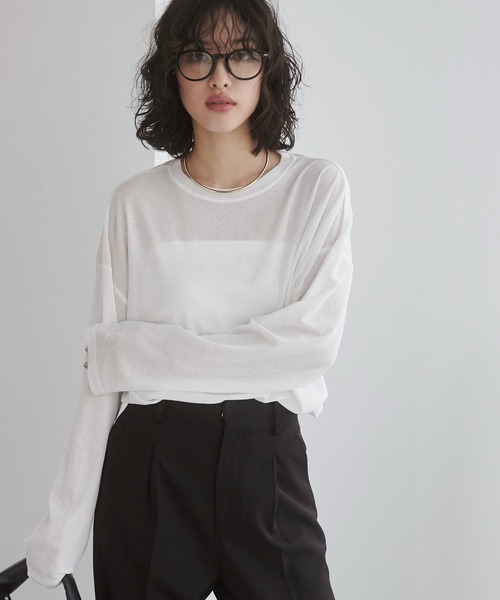 ANGIE tシャツ スラブ シアートップス (ラメ入り/ラメなし